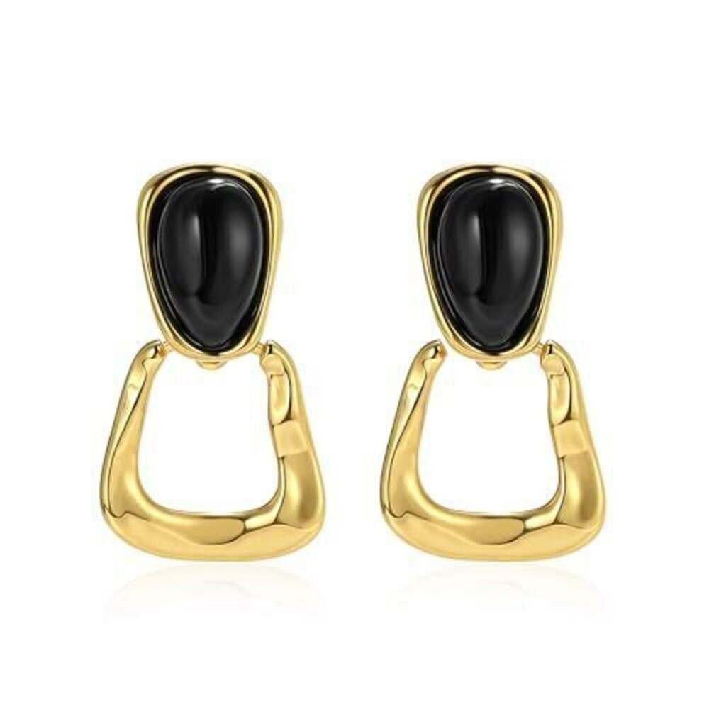 1555 Gold Earrings Statement Dangle Drop Trendy Vintage Door Knocker Black